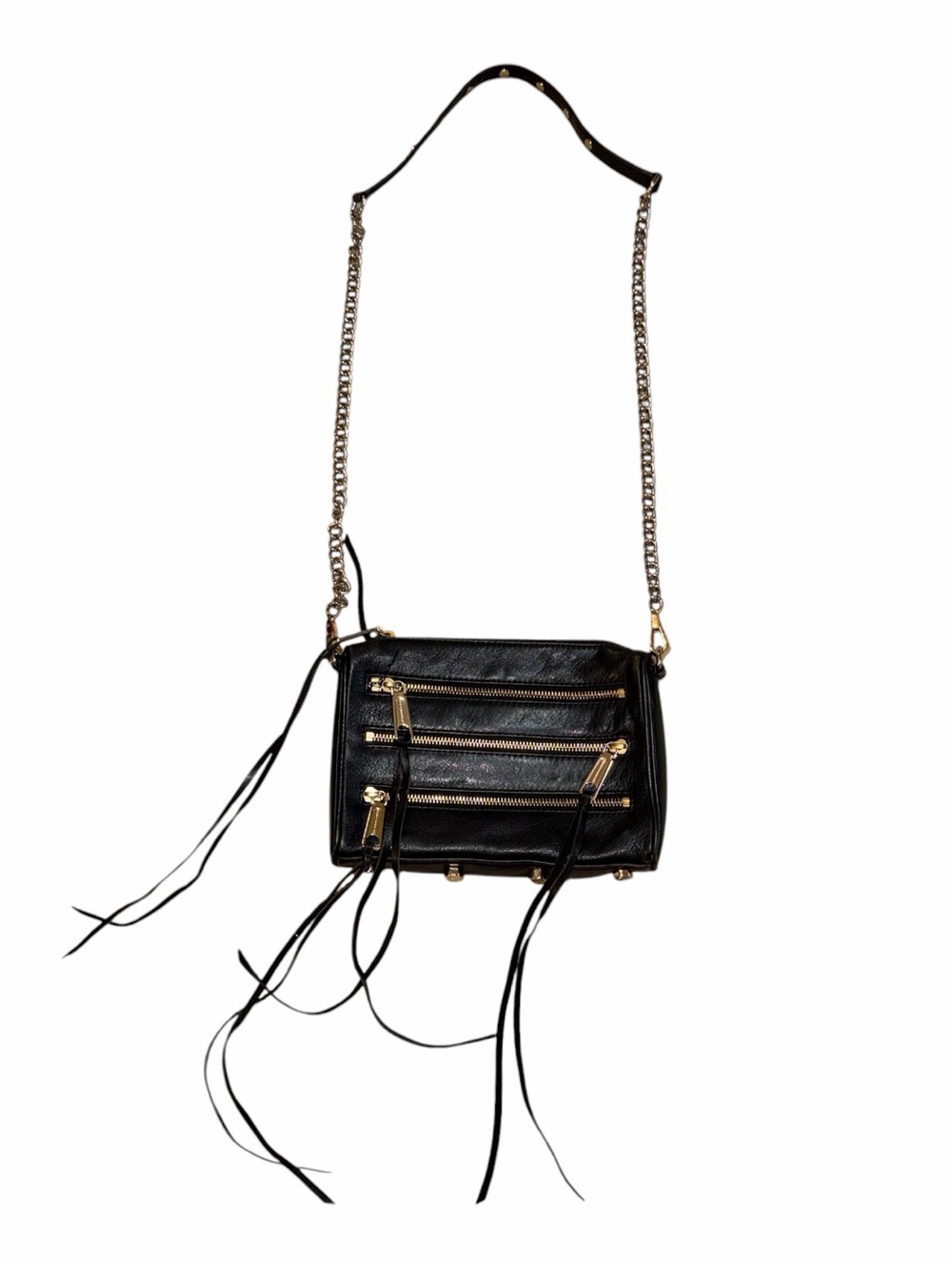 Rebecca Minkoff Black Leather Crossbody with Gold Hardware - Picture 2 of 8